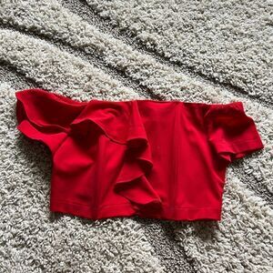 Do+be Red Ruffle Crop Top